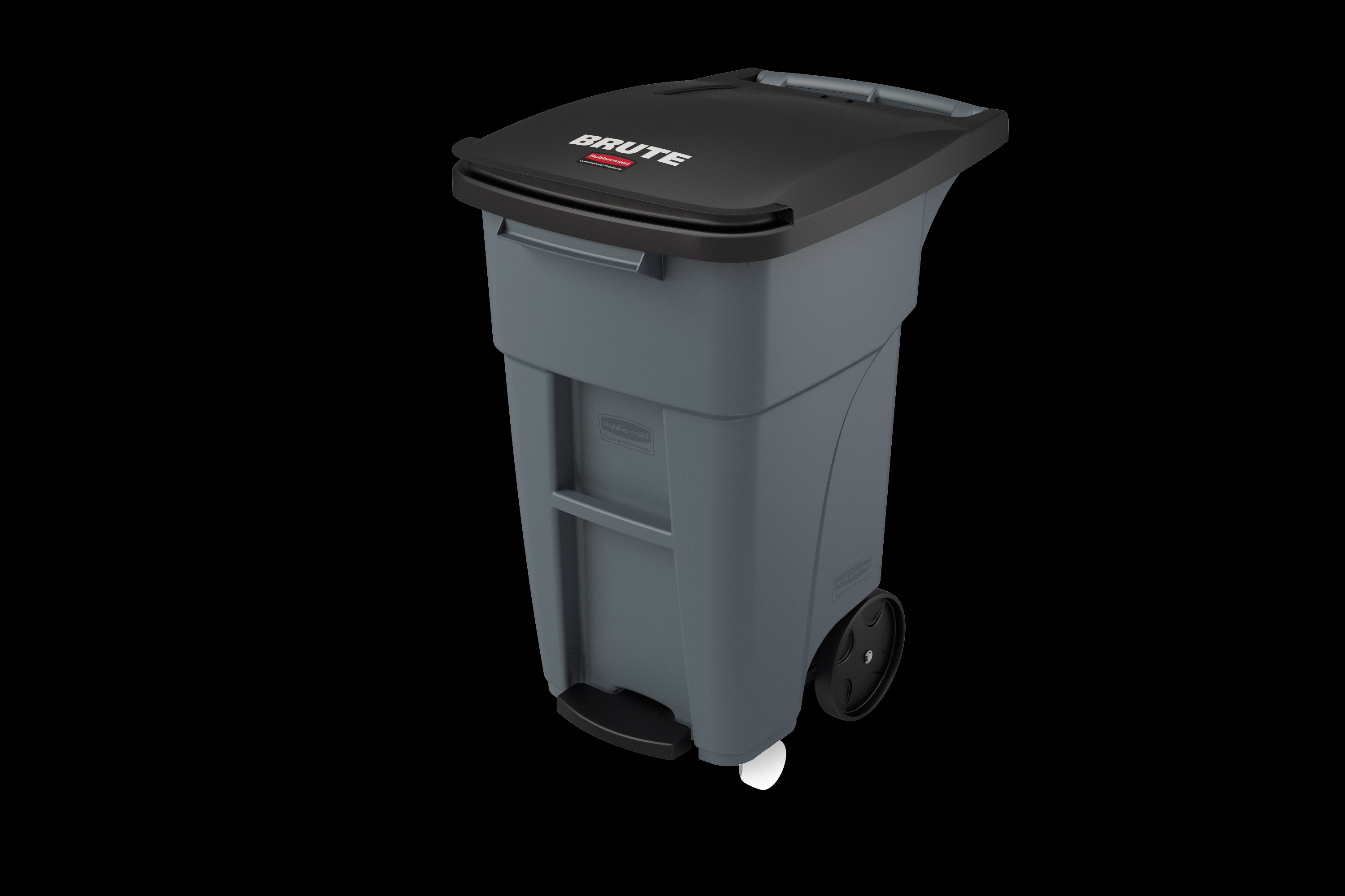 The Rubbermaid Commercial Step-On Rollouts with Casters facilitate hands-free waste disposal with the added benefit of superior mobility. Front swivel casters distribute weight evenly for enhanced maneuverability.