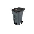 The Rubbermaid Commercial Step-On Rollouts with Casters facilitate hands-free waste disposal with the added benefit of superior mobility. Front swivel casters distribute weight evenly for enhanced maneuverability.