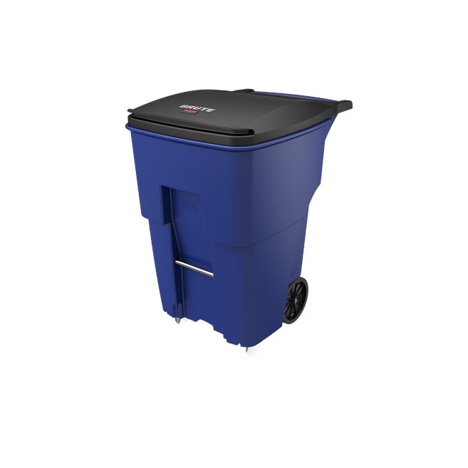 covered wheeled farm waste collection cart with hinged lid