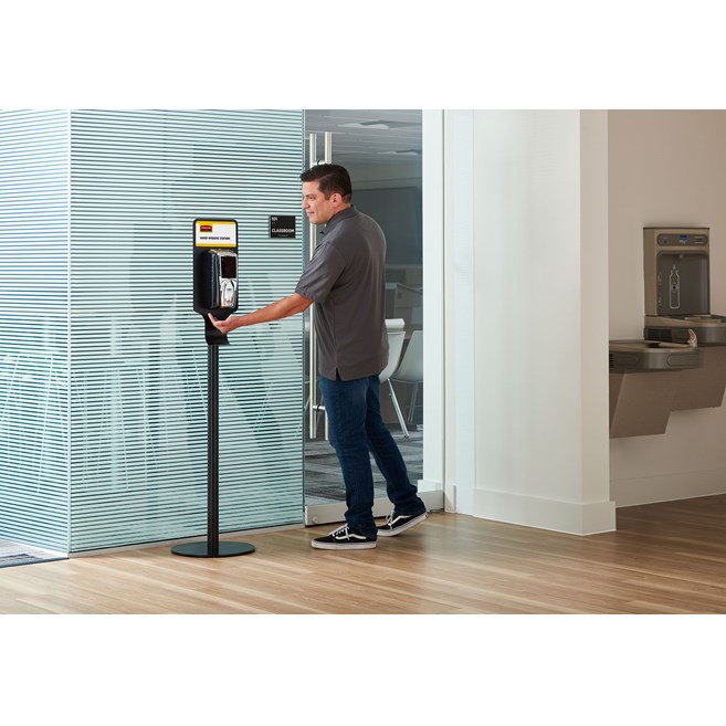 This all-metal stand with a weighted base enables free-standing hand sanitizer placement for easy access anywhere. Multi-solution stand allows for both Autofoam Dispensers and Metal Brackets to be mounted.