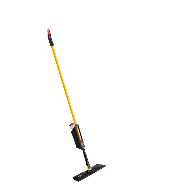 The Light Commercial Spray Mop features a lightweight and user-friendly design with cleaning solution cartridge that allows users to clean large areas without having to go back for a refill.