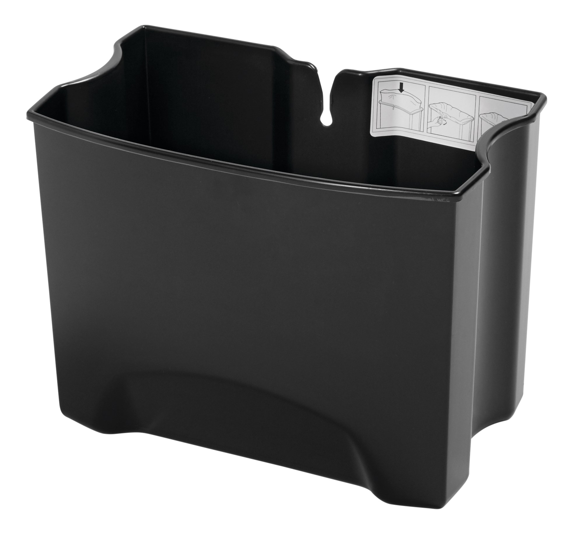 Le bac contribue à prolonger la durée de vie du collecteur à pédale Rubbermaid Slim Jim® version large (vendu séparément). En plastique non poreux résistant, ce bac est pourvu de contours lisses pour faciliter le nettoyage et de bandes de retenue qui maintiennent les sacs poubelle en place.