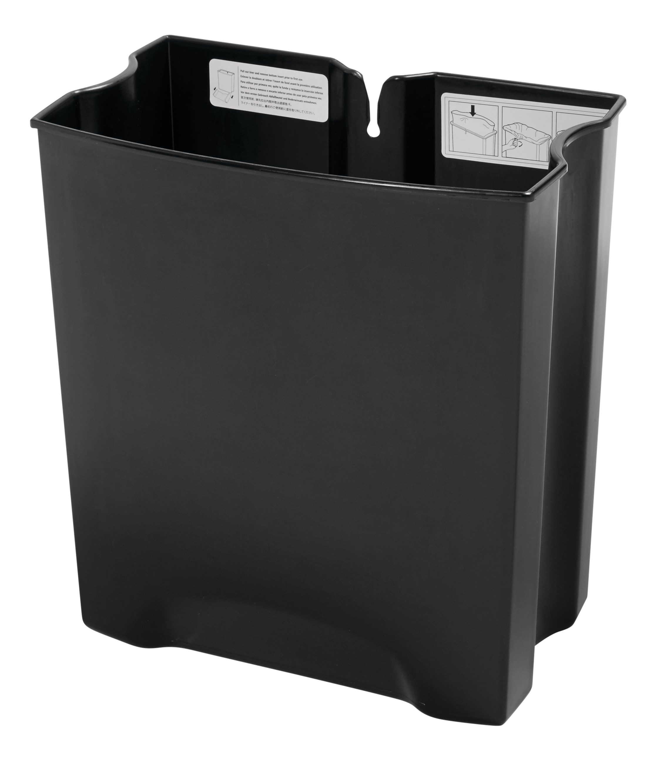 The Rubbermaid Commercial Impressions™ Front Step-On Liner helps maintain the life of the Rubbermaid Commercial Impressions™ Front Step-On Container (sold separately). Constructed of durable, puncture-resistant plastic, this liner features smooth contours for easy cleaning and a liner retainer band to secure liner bags.