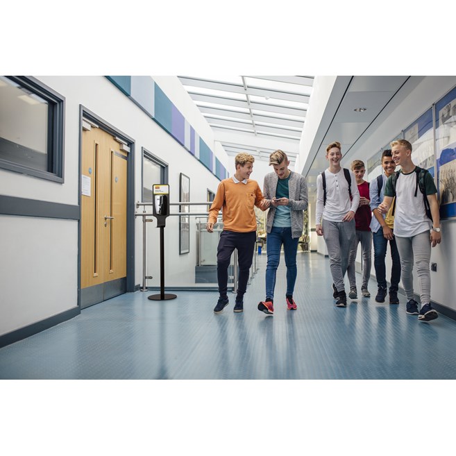 This all-metal stand with weighted base enables free-standing AutoFoam dispenser placement for proper hand hygiene anywhere.