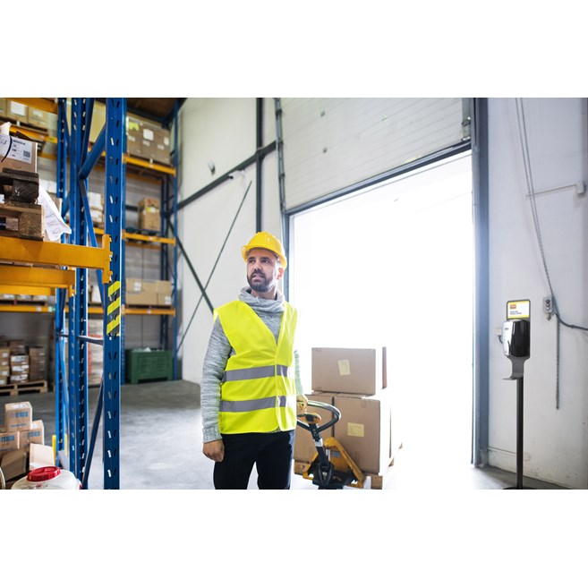 This all-metal stand with weighted base enables free-standing AutoFoam dispenser placement for proper hand hygiene anywhere.