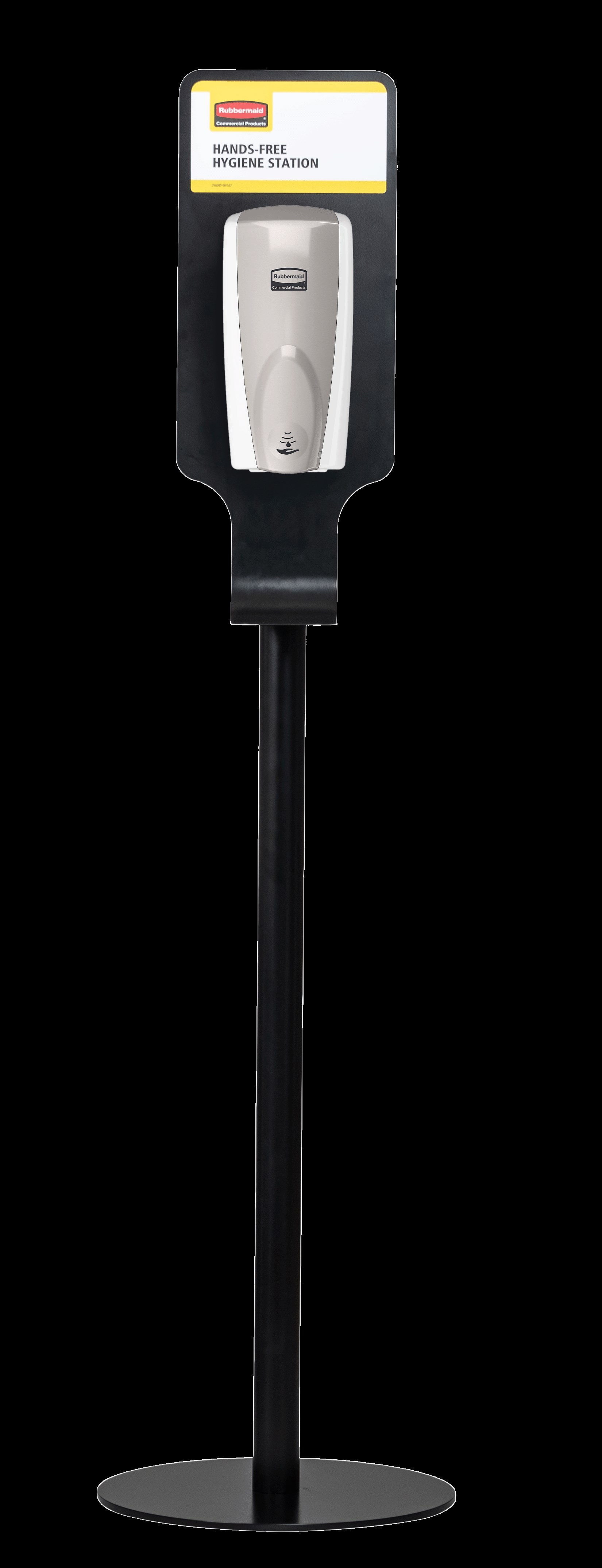 Este soporte de metal con base con peso permite la colocación independiente del dispensador AutoFoam para una correcta higiene de las manos en cualquier lugar.