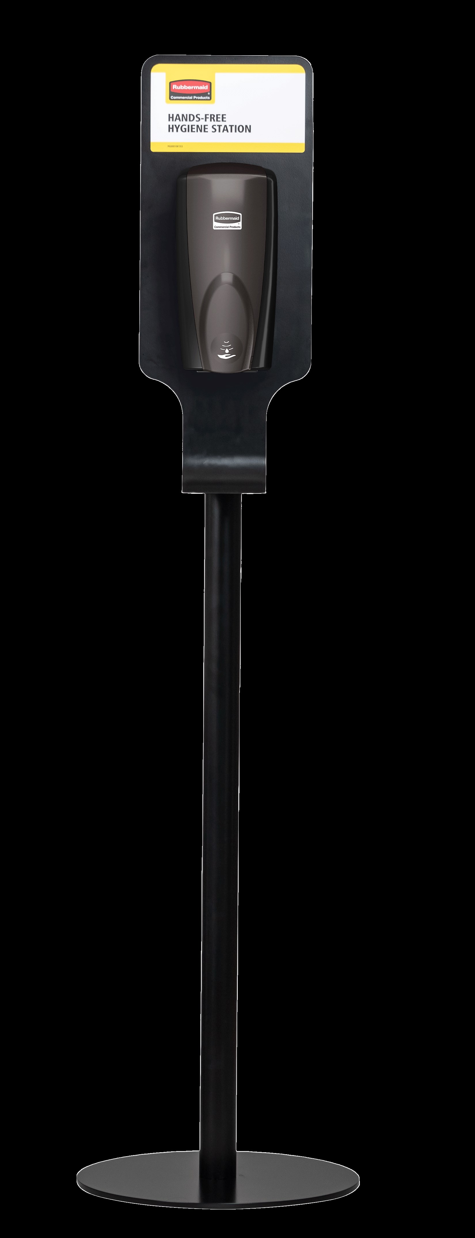 Este soporte de metal con base con peso permite la colocación independiente del dispensador AutoFoam para una correcta higiene de las manos en cualquier lugar.