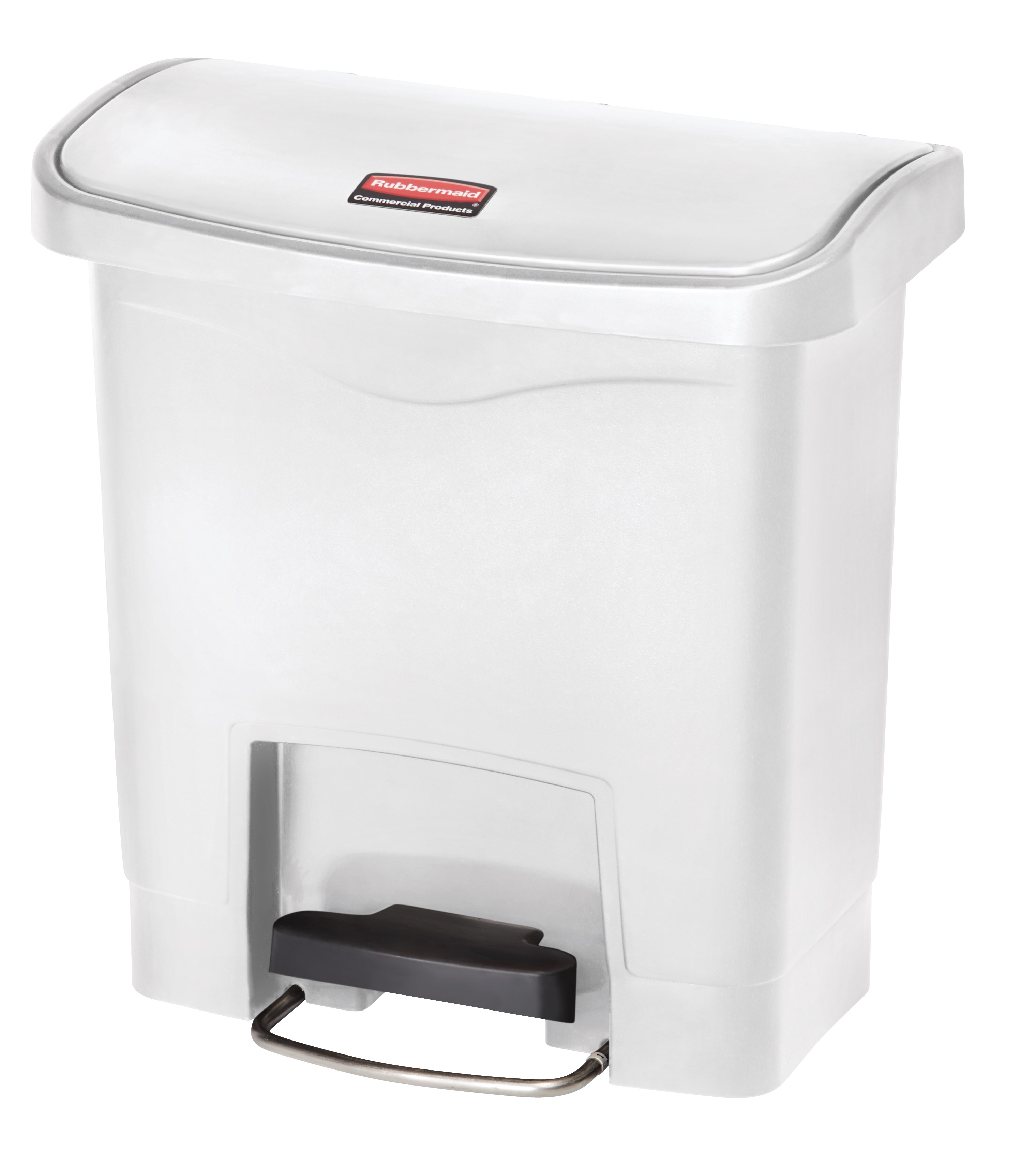 The Rubbermaid Commercial Streamline®  Step-On Container features a slim profile and small footprint to fit in tightest spaces. Streamline®  Step-On containers are constructed with premium-quality materials and meet the needs of any environment with efficiency, safety, and durability.