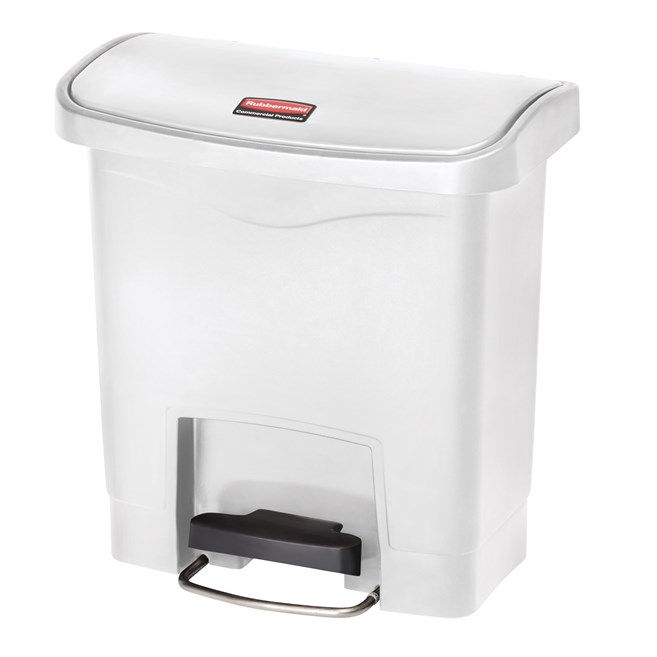 The Rubbermaid Commercial Streamline®  Step-On Container features a slim profile and small footprint to fit in tightest spaces. Streamline®  Step-On containers are constructed with premium-quality materials and meet the needs of any environment with efficiency, safety, and durability.