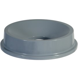 The Rubbermaid Commercial Funnel Top Lid for 32 Gallon BRUTE® containers is designed for touchless waste disposal.