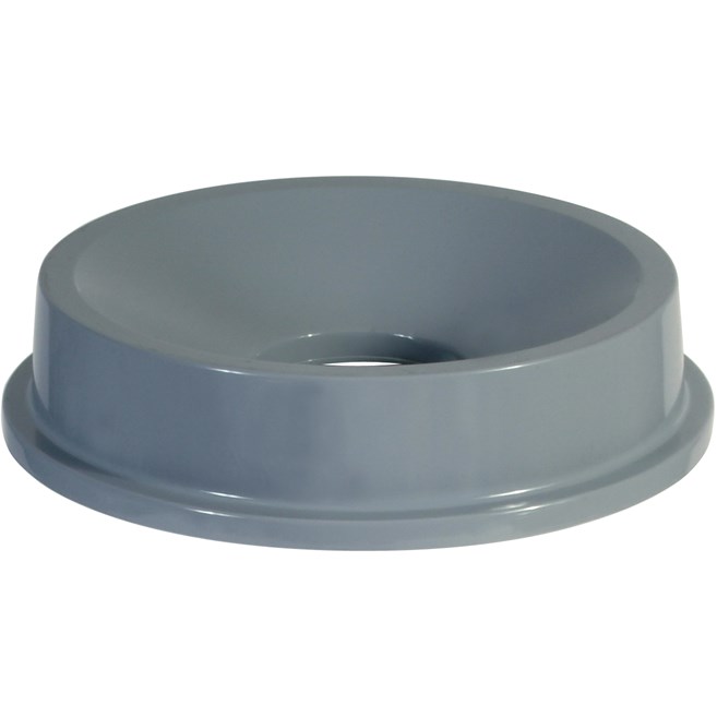 La tapa embudo de Rubbermaid Commercial para contenedores BRUTE® de 121 l está diseñada para la eliminación de residuos sin contacto.