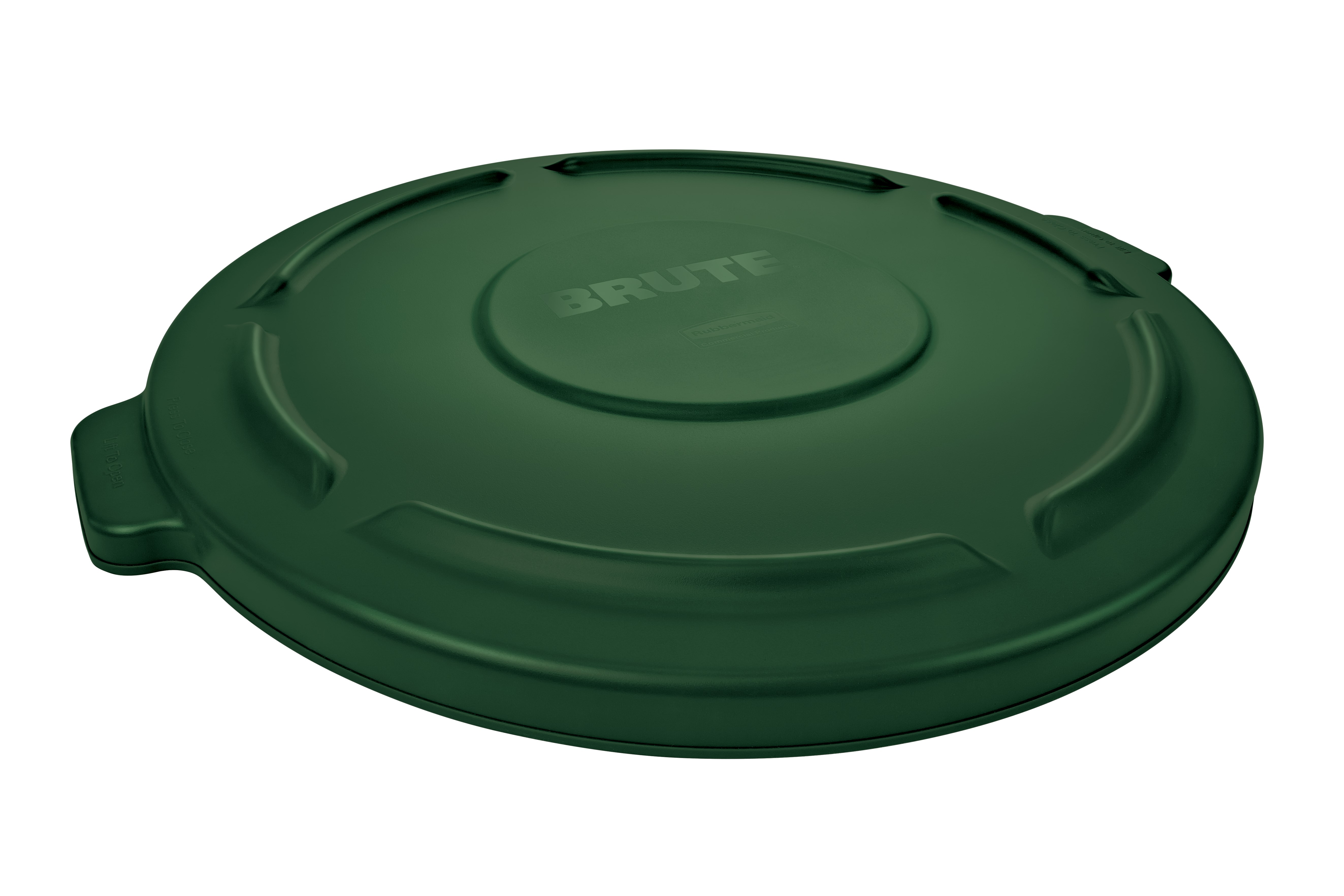 The Rubbermaid Commercial BRUTE® Self-Draining Lids feature self-draining channels that prevent water from pooling.