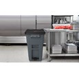 The Rubbermaid Commercial Step-On Rollouts are designed to make managing facility waste easier. With one step, the pedal lifts the lid and allows for hands-free waste disposal.