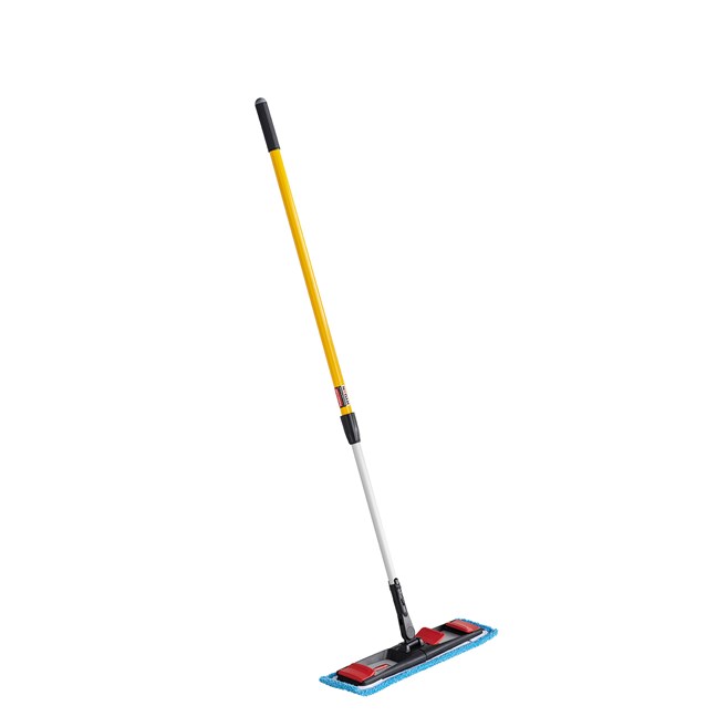 The Adaptable Flat Mop Pad helps improve cleaning efficacy and connects to the Adaptable Flat Mop Frame via tabs or pockets for two styles of microfiber mopping in large spaces.