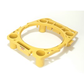The Rubbermaid Commercial BRUTE® Rim Caddy snaps securely onto the rim of  44 Gallon BRUTE® Containers.