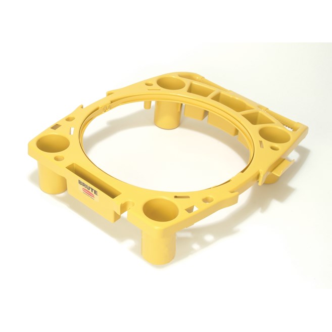 The Rubbermaid Commercial BRUTE® Rim Caddy snaps securely onto the rim of  167 l BRUTE® Containers.