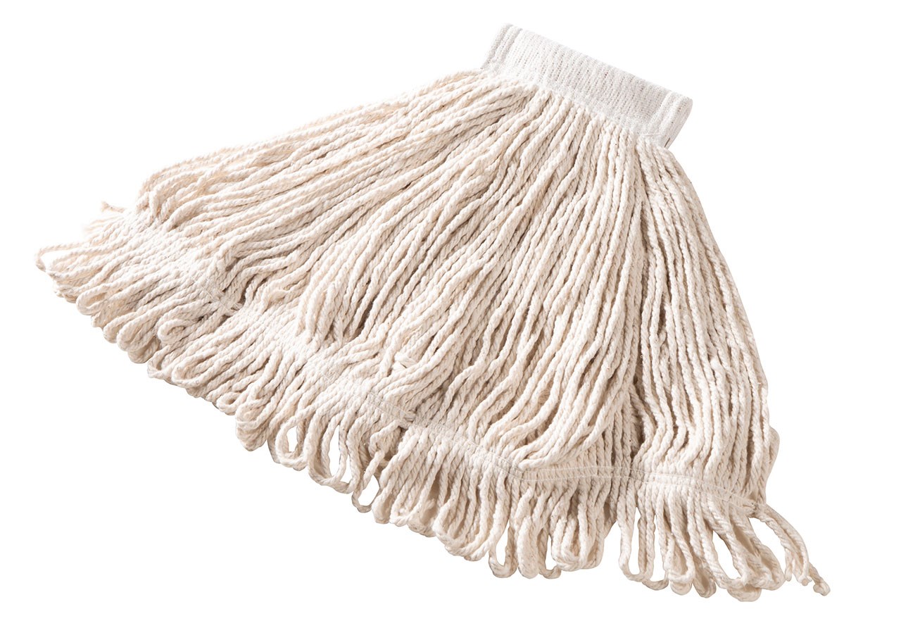 Super Stitch® Cotton Mop is an economical, general-purpose mop with a yarn tailband for improved floor coverage with each stroke.