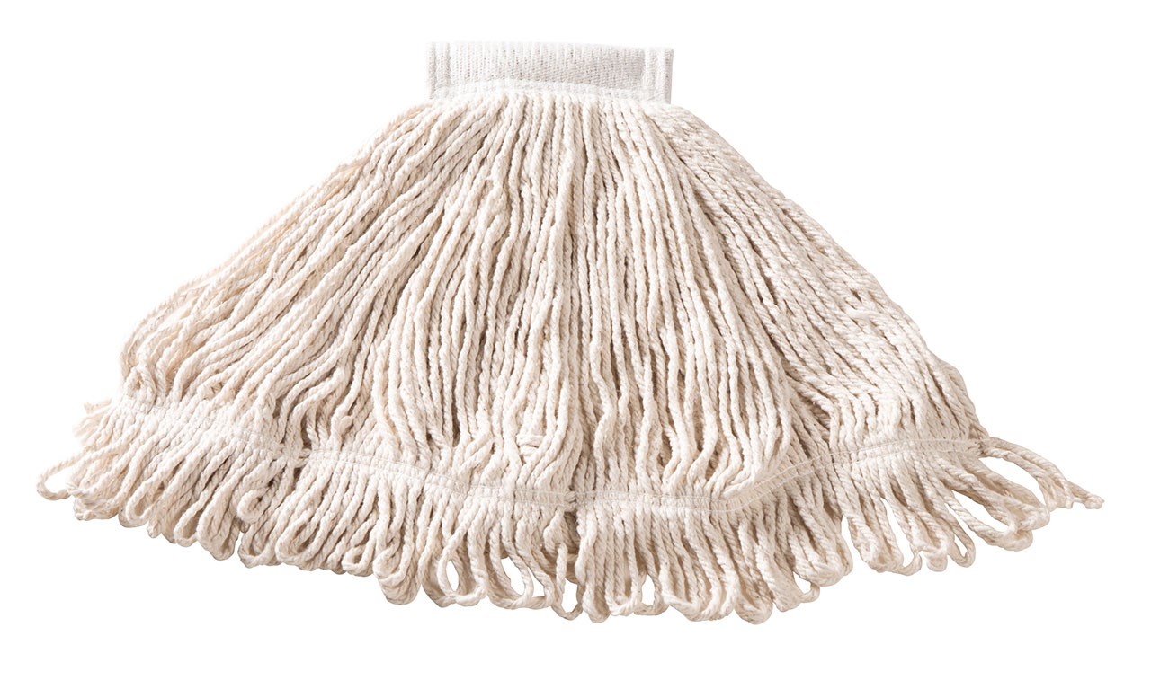 Super Stitch® Cotton Mop is an economical, general-purpose mop with a yarn tailband for improved floor coverage with each stroke.