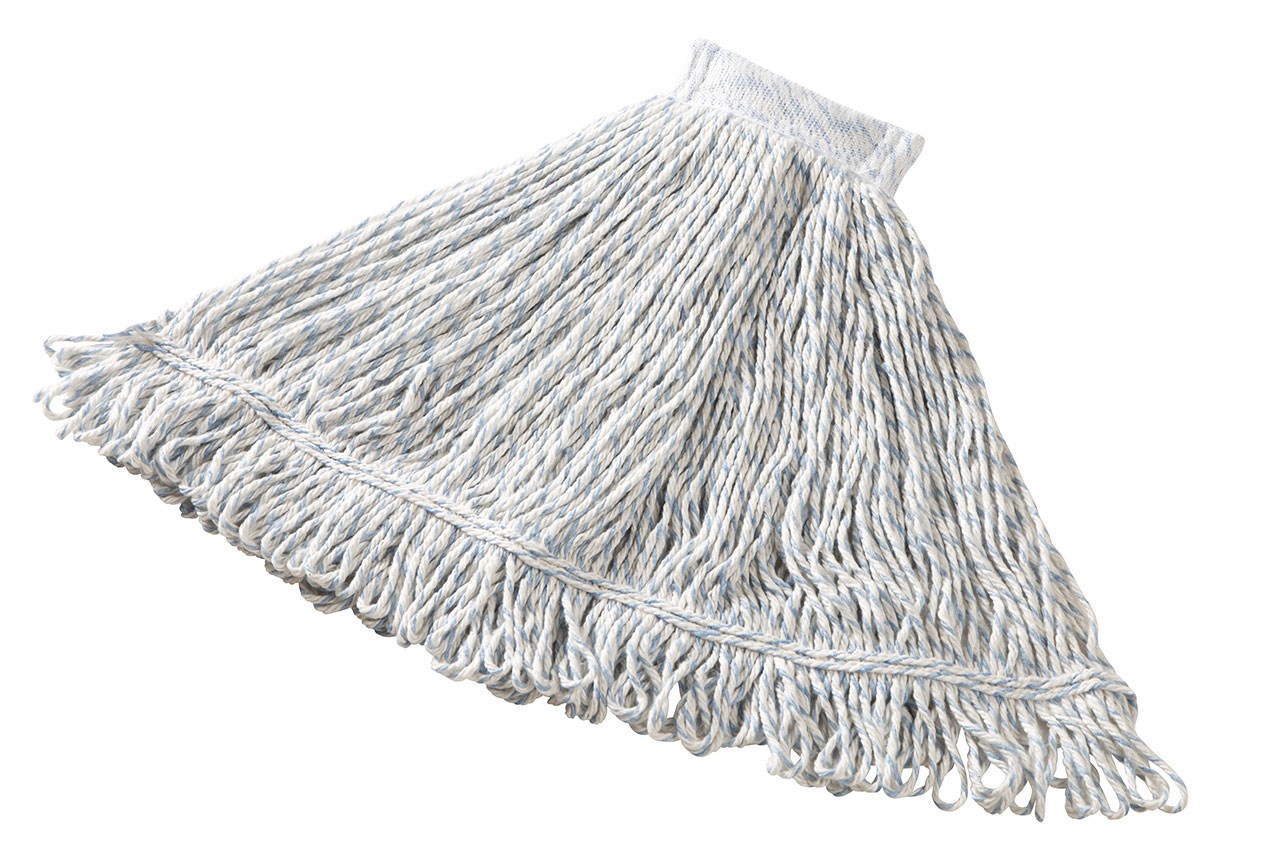 Super Stitch® Blend Mop is a floor finish applicator with a yarn tailband for improved floor coverage with each stroke.