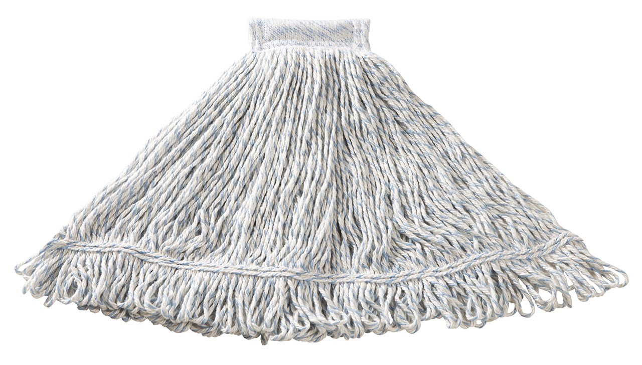 Super Stitch® Blend Mop is a floor finish applicator with a yarn tailband for improved floor coverage with each stroke.