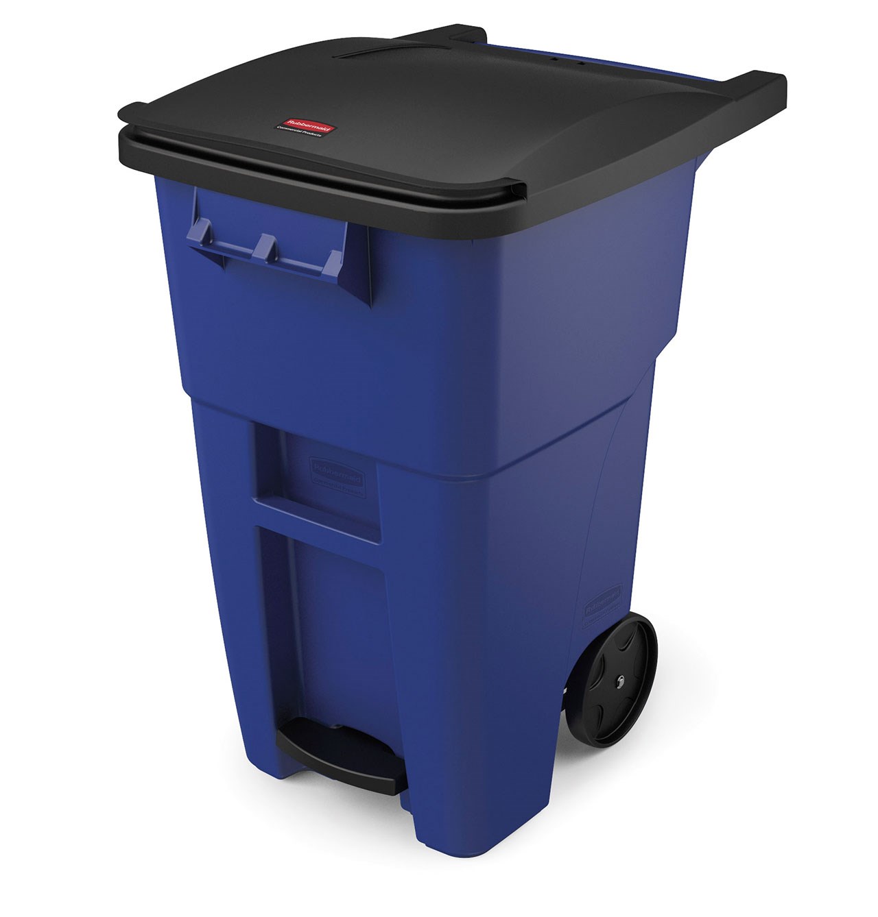 The Rubbermaid Commercial Step-On Rollouts are designed to make managing facility waste easier. With one step, the pedal lifts the lid and allows for hands-free waste disposal.