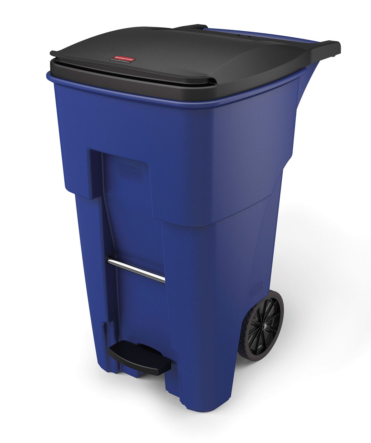 The Rubbermaid Commercial Step-On Rollouts are designed to make managing facility waste easier. With one step, the pedal lifts the lid and allows for hands-free waste disposal.