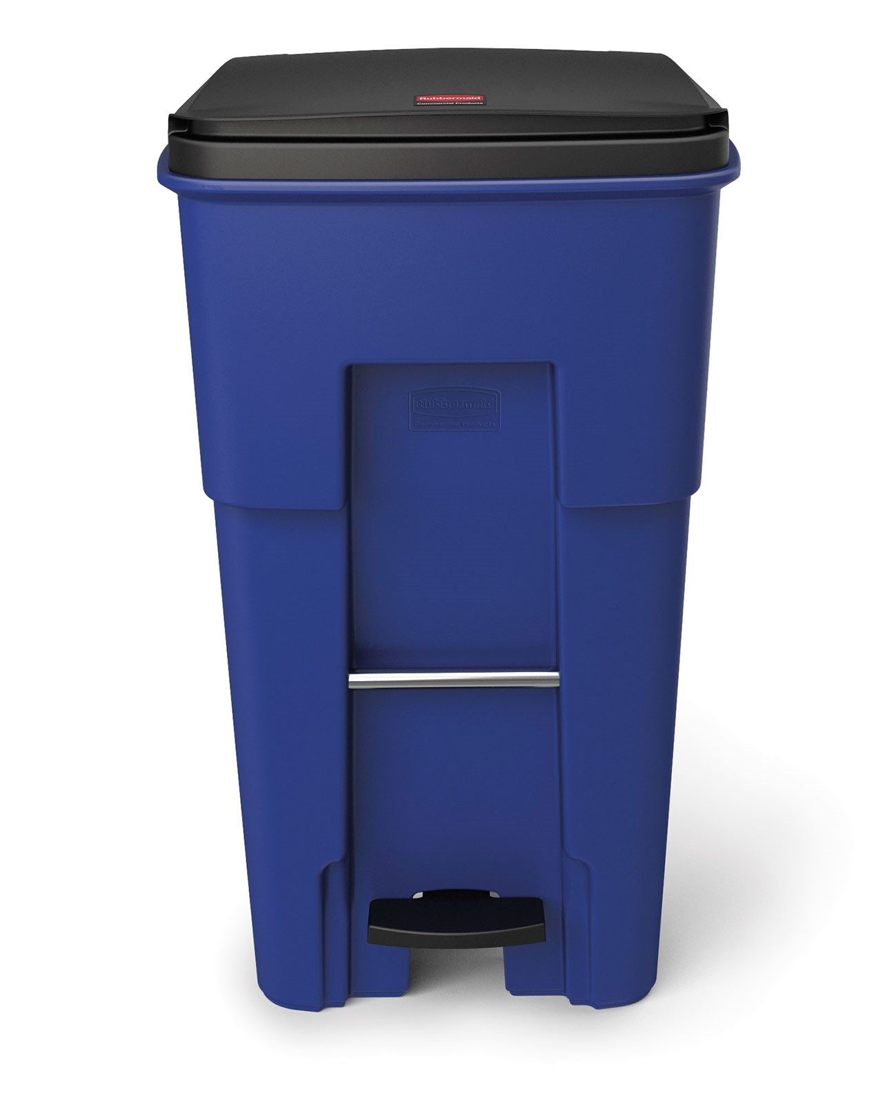 The Rubbermaid Commercial Step-On Rollouts are designed to make managing facility waste easier. With one step, the pedal lifts the lid and allows for hands-free waste disposal.