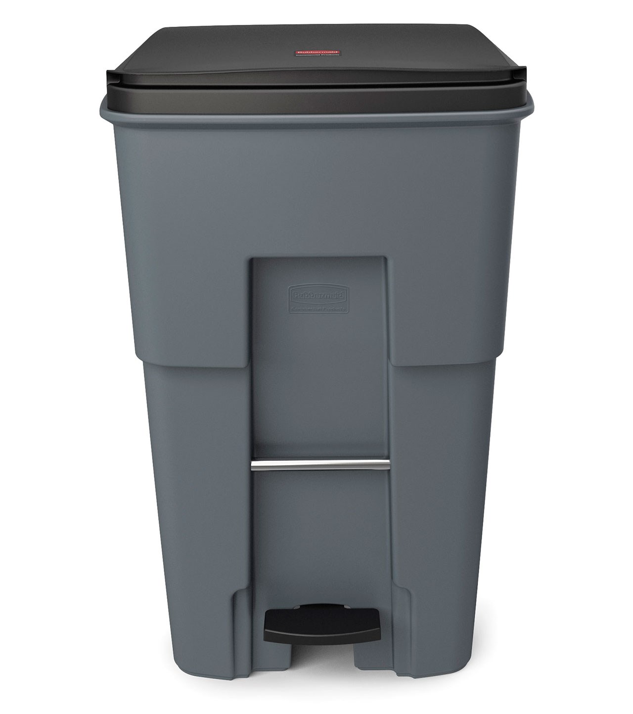 The Rubbermaid Commercial Step-On Rollouts are designed to make managing facility waste easier. With one step, the pedal lifts the lid and allows for hands-free waste disposal.