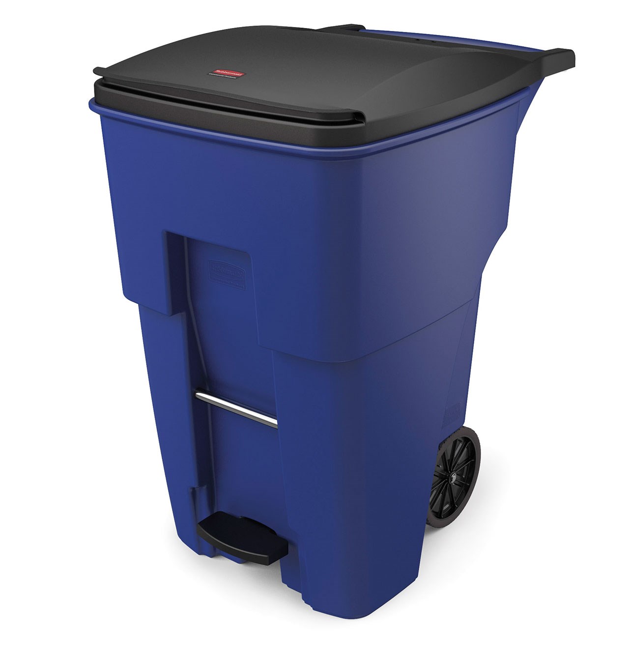 The Rubbermaid Commercial Step-On Rollouts are designed to make managing facility waste easier. With one step, the pedal lifts the lid and allows for hands-free waste disposal.