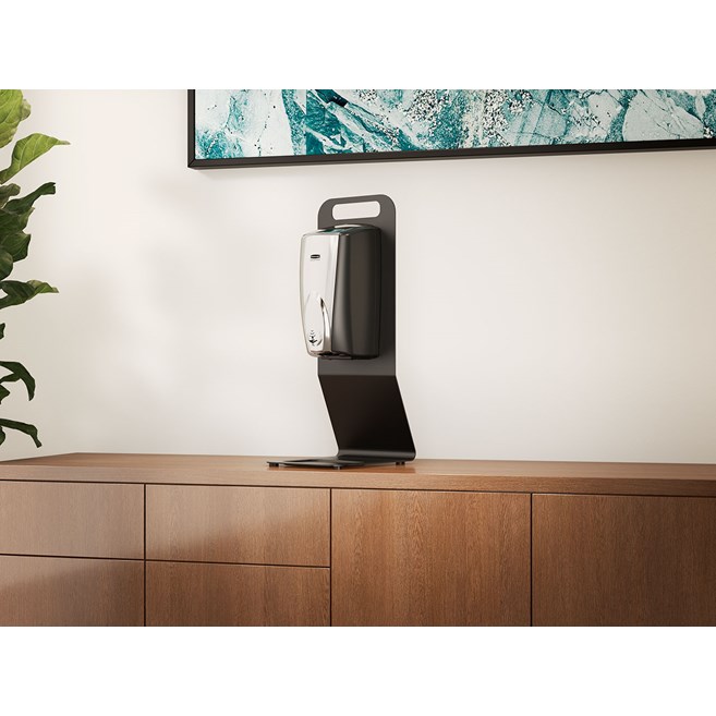 The AutoFoam Tabletop Station is a lightweight and portable solution for touch-free hand sanitizer dispensing anywhere.