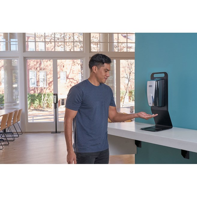 The AutoFoam Tabletop Station is a lightweight and portable solution for touch-free hand sanitizer dispensing anywhere.