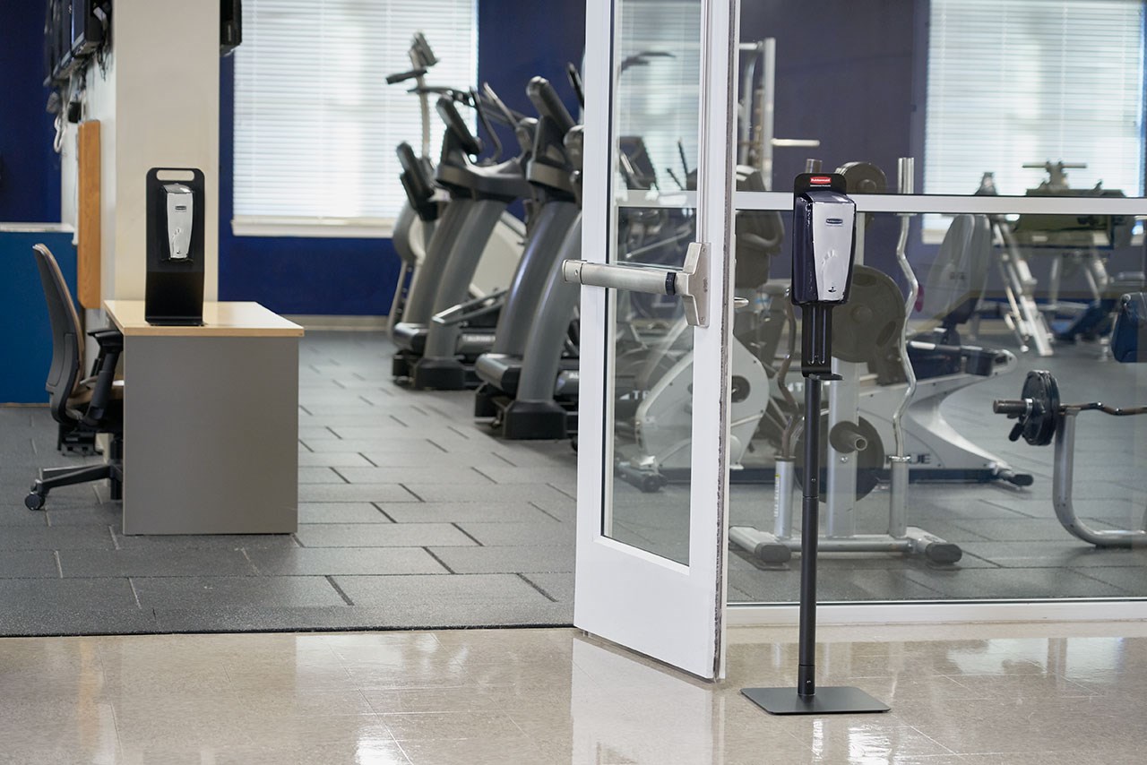 The AutoFoam Standard Floor Stand allows touch-free hand sanitizer dispensers to be mounted to a lightweight, easily movable stand to meet the changing needs of your facility.