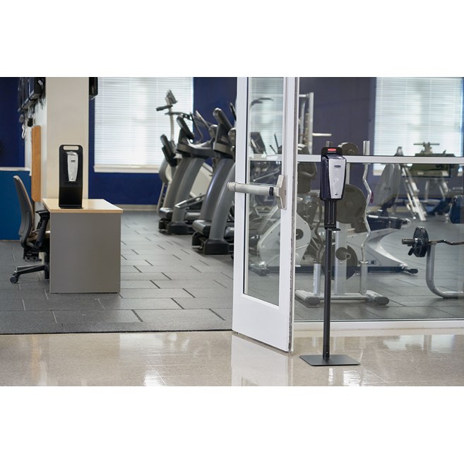 The AutoFoam Standard Floor Stand allows touch-free hand sanitizer dispensers to be mounted to a lightweight, easily movable stand to meet the changing needs of your facility.