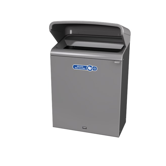 Configure™ with Rain Hood Decorative Waste Containers make it easy to recycle in any environment with recycling labels that visually display each waste stream. The rain hood offers added protection again outdoor elements, rain or shine.