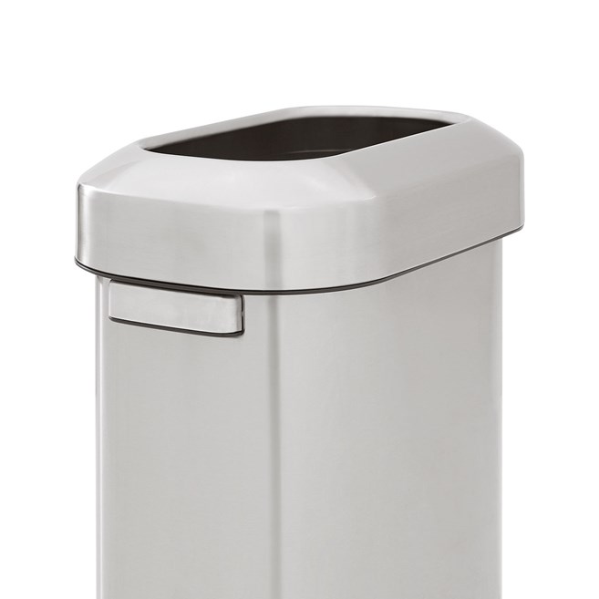 Featuring a classic design and fingerprint-resistant stainless steel, the Refine waste container fits seamlessly into any commercial space for a discreet look that enhances the overall environment.