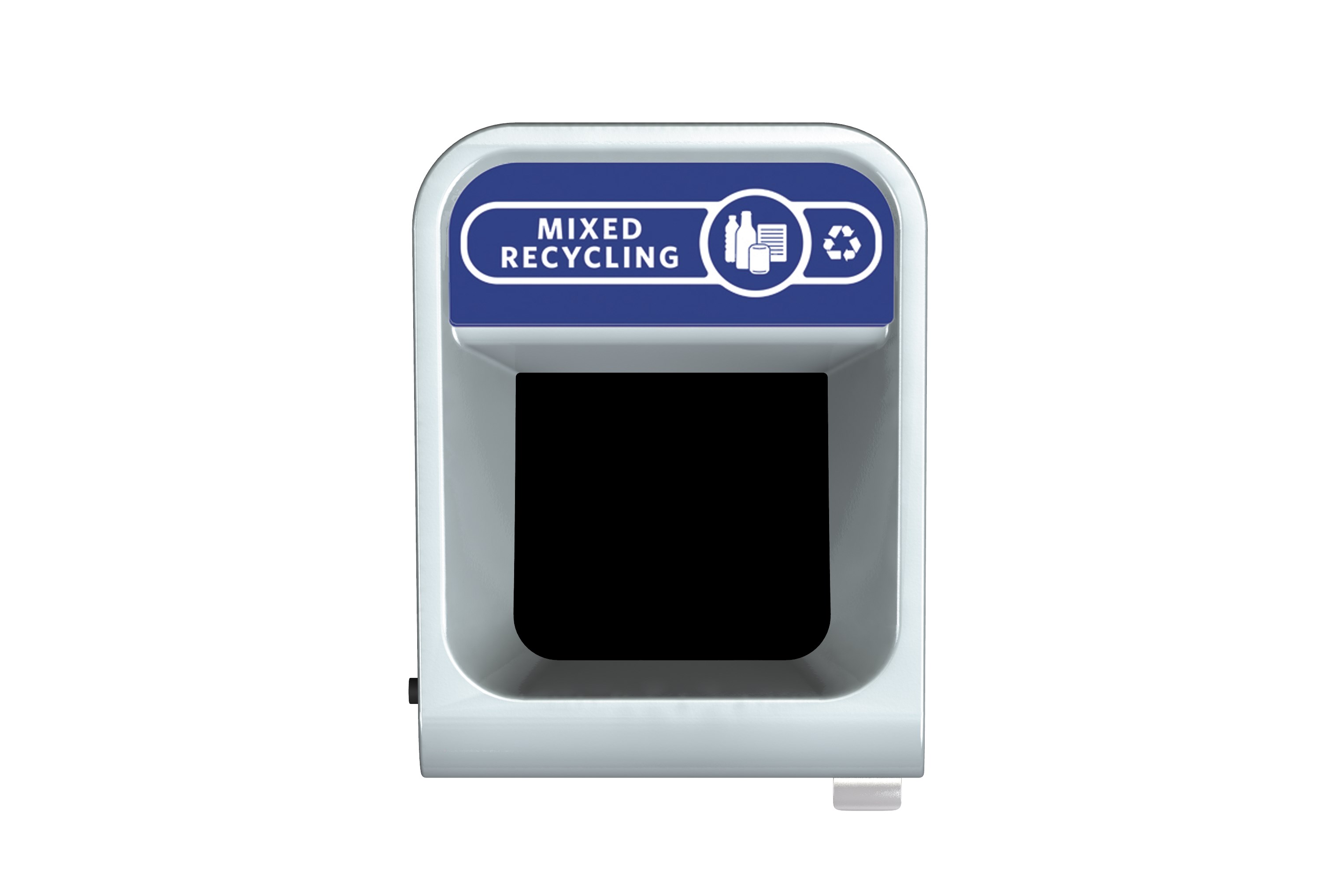 The Configure™ Decorative Waste Containers provide a recycling solution with sleek, smooth surfaces and contoured edges. This recycling system has a modern appearance that will fit seamlessly into any indoor or outdoor commercial environment. Please note: this SKU is a Configure™ 1-Stream 33 Gallon container with a "Mixed Recycling" label.