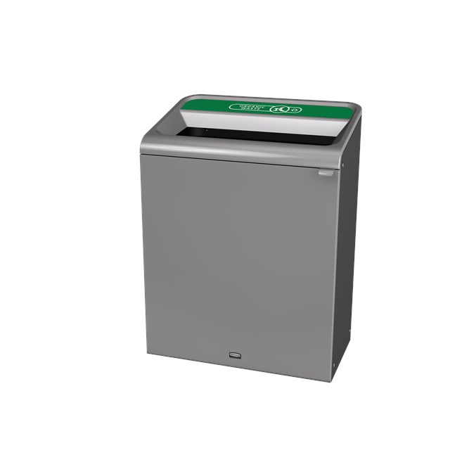 The Configure™ Decorative Waste Containers provide a recycling solution with sleek, smooth surfaces and contoured edges. This recycling system has a modern appearance that will fit seamlessly into any indoor or outdoor commercial environment. Please note: this SKU is a Configure™ 1-Stream 45 Gallon container with an "Compost" label.