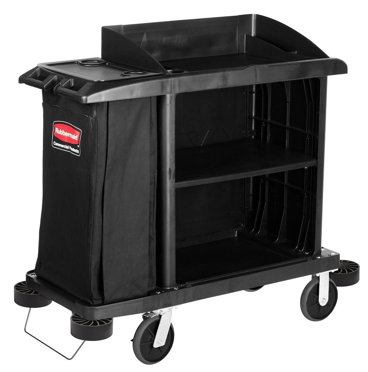 The Executive Compact Housekeeping Cart is a complete system solution for housekeeping. Adjustable storage options easily accommodate specific cleaning supply needs and provide flexibility.