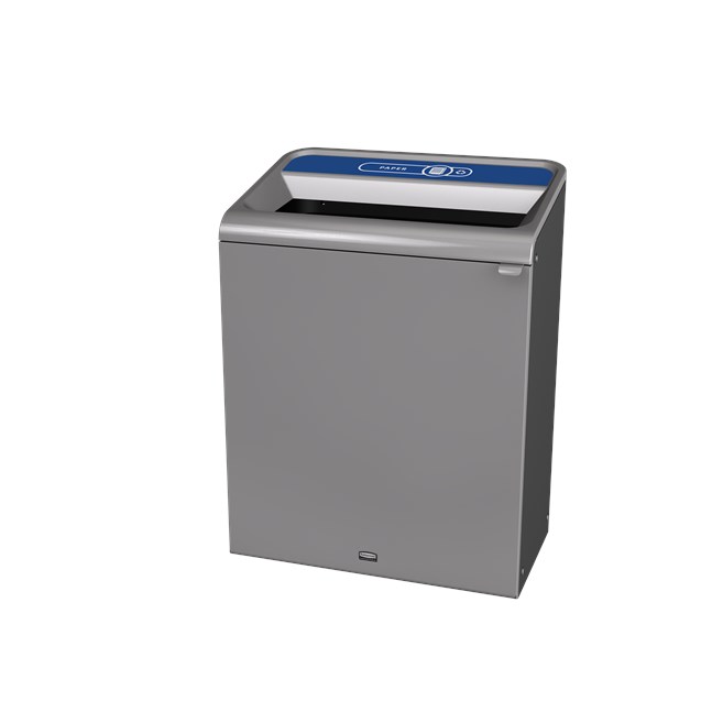 The Configure™ Decorative Waste Containers provide a recycling solution with sleek, smooth surfaces and contoured edges. This recycling system has a modern appearance that will fit seamlessly into any indoor or outdoor commercial environment. Please note: this SKU is a Configure™ 1-Stream 45 Gallon container with a "Paper" label.