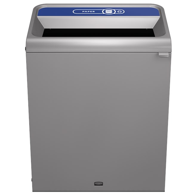 The Configure™ Decorative Waste Containers provide a recycling solution with sleek, smooth surfaces and contoured edges. This recycling system has a modern appearance that will fit seamlessly into any indoor or outdoor commercial environment. Please note: this SKU is a Configure™ 1-Stream 45 Gallon container with a "Paper" label.
