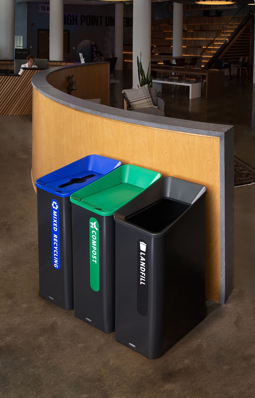 Sustain Containers are a decorative and adaptable recycling solution made to improve your facility's sustainability compliance.