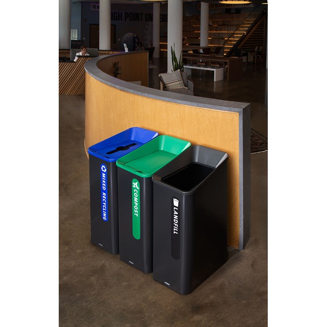 Sustain Containers are a decorative and adaptable recycling solution made to improve your facility's sustainability compliance.