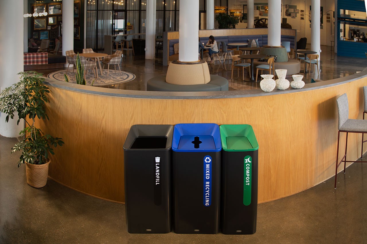 Sustain Containers are a decorative and adaptable recycling solution made to improve your facility's sustainability compliance.