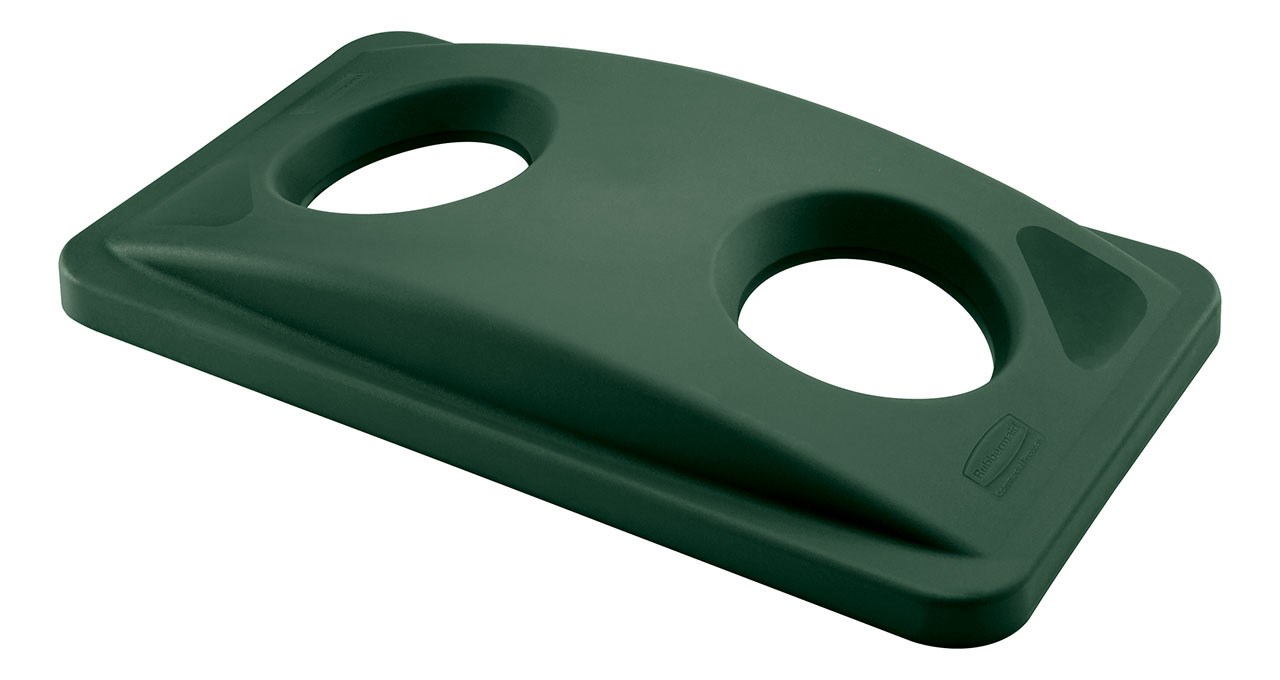 Slim Jim® Recycling Lids facilitate waste and recycling sortation with interchangeable, color-coded tops.