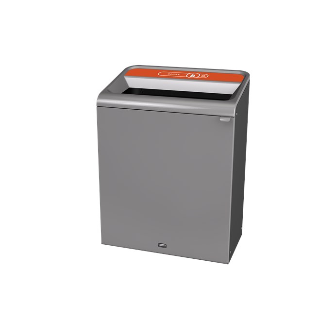 The Configure™ Decorative Waste Containers provide a recycling solution with sleek, smooth surfaces and contoured edges. This recycling system has a modern appearance that will fit seamlessly into any indoor or outdoor commercial environment. Please note: this SKU is a Configure™ 1-Stream 45 Gallon container with a "Glass" label.