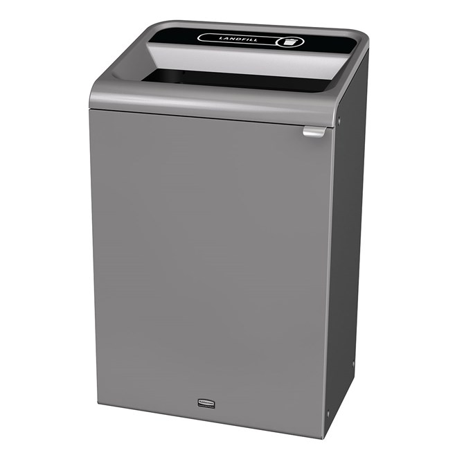 The Configure™ Decorative Waste Containers provide a recycling solution with sleek, smooth surfaces and contoured edges. This recycling system has a modern appearance that will fit seamlessly into any indoor or outdoor commercial environment. Please note: this SKU is a Configure™ 1-Stream 33 Gallon container with a "Landfill" label.