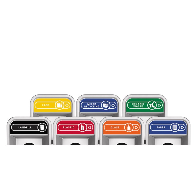 The Configure™ Decorative Waste Containers provide a recycling solution with sleek, smooth surfaces and contoured edges. This recycling system has a modern appearance that will fit seamlessly into any indoor or outdoor commercial environment. Please note: this SKU is a Configure™ 1-Stream 23 Gallon container with a "Plastic" label.