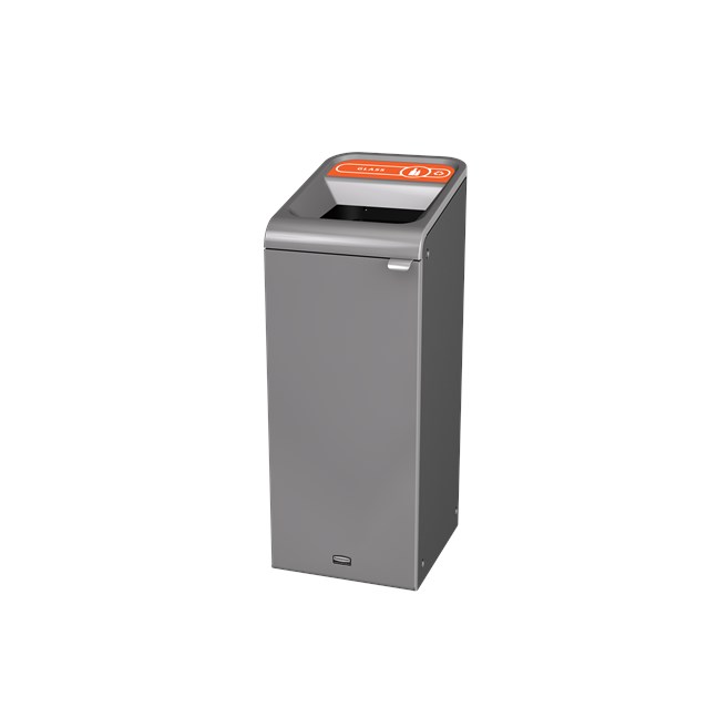 The Configure™ Decorative Waste Containers provide a recycling solution with sleek, smooth surfaces and contoured edges. This recycling system has a modern appearance that will fit seamlessly into any indoor or outdoor commercial environment. Please note: this SKU is a Configure™ 1-Stream 15 Gallon container with a "Glass" label.