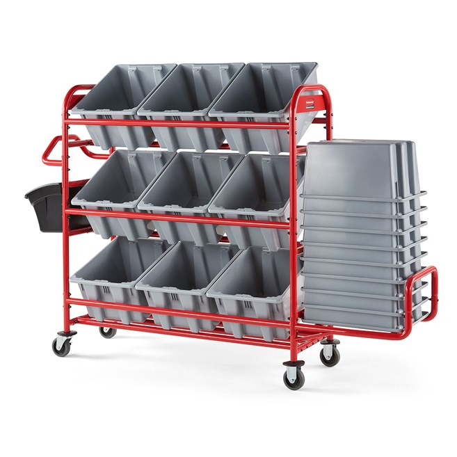 The Tote Storage Bracket increases the storage capacity of the Tote Picking Cart by providing extra storage of up to 9 additional tote bins.