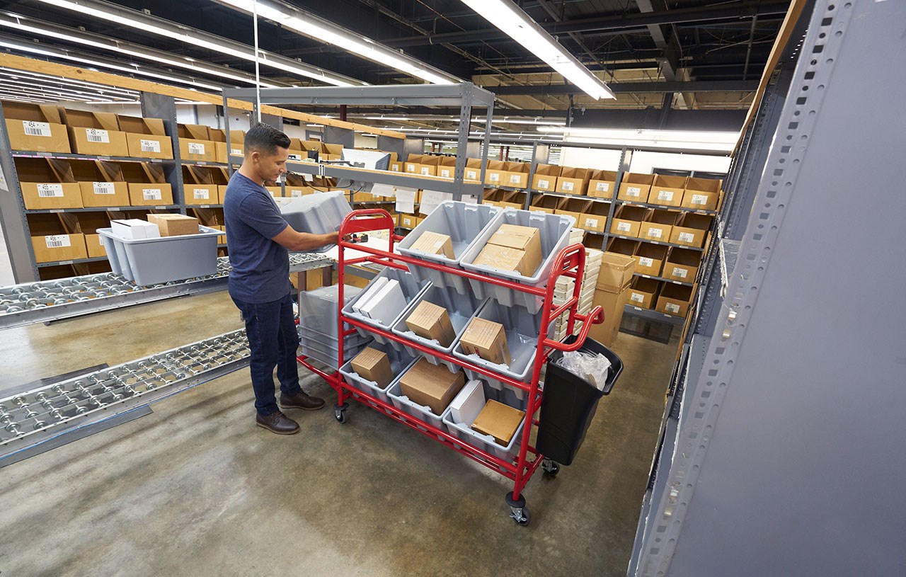 The Tote Storage Bracket increases the storage capacity of the Tote Picking Cart by providing extra storage of up to 9 additional tote bins.